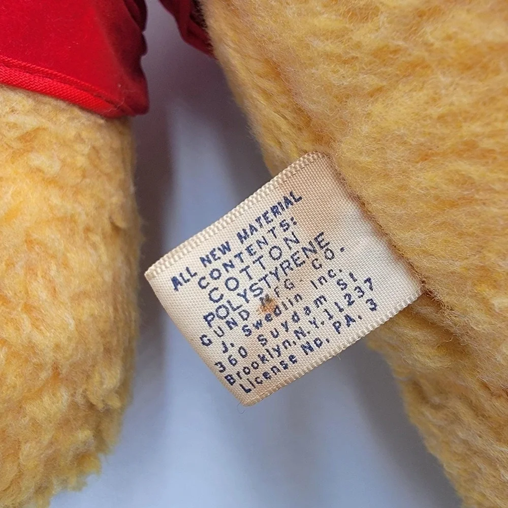 1964 Winnie The Pooh Plush Teddy Bear Gund J. Swedlin Stuffed Animal Disney 24